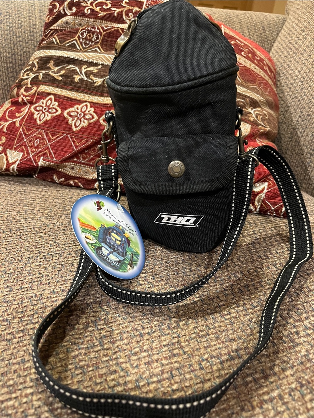 Picnic at Ascot canvas wine bottle bag with Adjustable Strap NWT